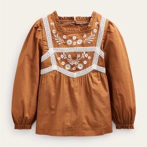 Mini Boden embroidered peasant blouse